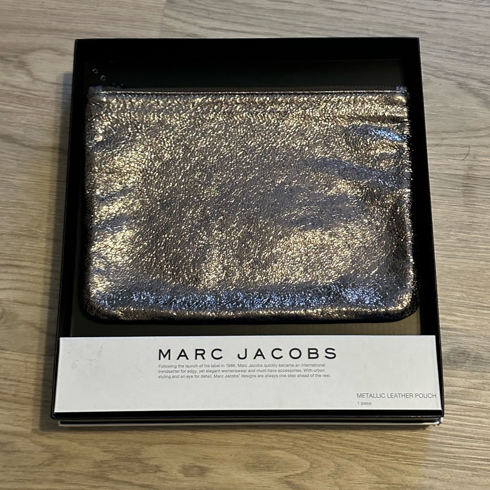 Marc Jacobs Shimmering Silver Leather Pouch Bag
